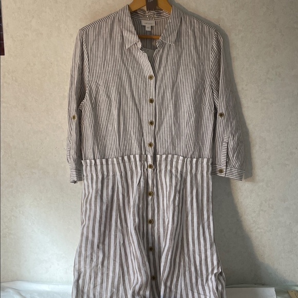 J. Jill Love Linen Striped 3/4 Sleeve Dress With Earrings - ALL NWT - Picture 4 of 16